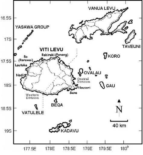 Map Depicting The Location Of Viti Levu In The Fiji Islands Download