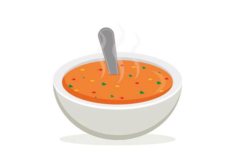 Bowl With Hot Vegetable Soup Vector Clipart Isolated On White