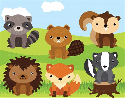 Clipart Forest Animals By Myclipartstore On Creativemarket Forest