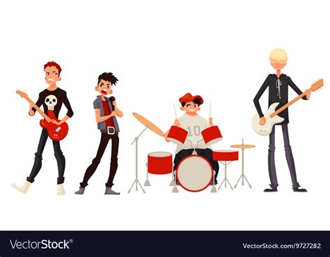 Cartoon Rock Group Musicians Royalty Free Vector Image