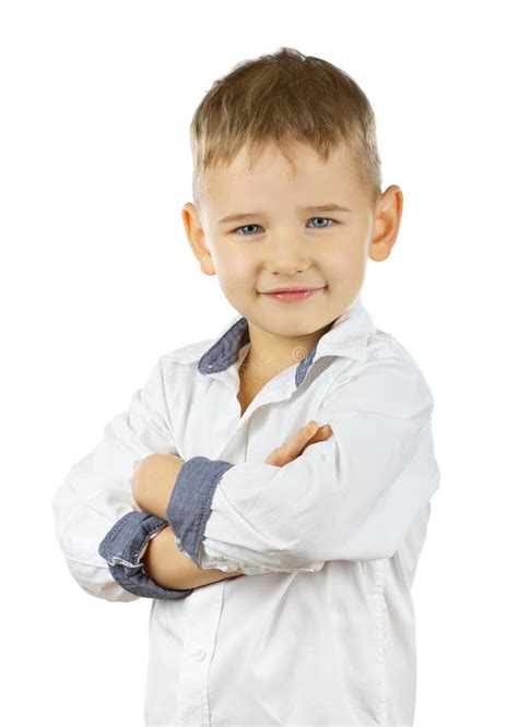 Boy Standing With Crossed Arms Stock Image Image Of White Leadership