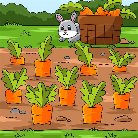 Carrot Field Colored Cartoon Illustration 7528269 Vector Art At Vecteezy