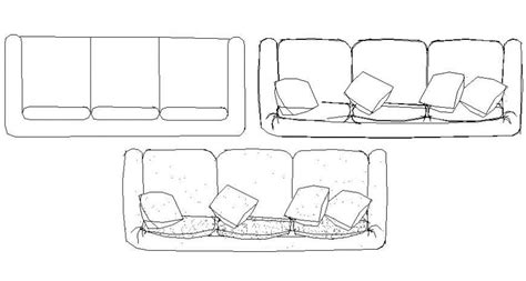 Three Seater Sofa Set Block Detail Elevation Drawing In Autocad Cadbull