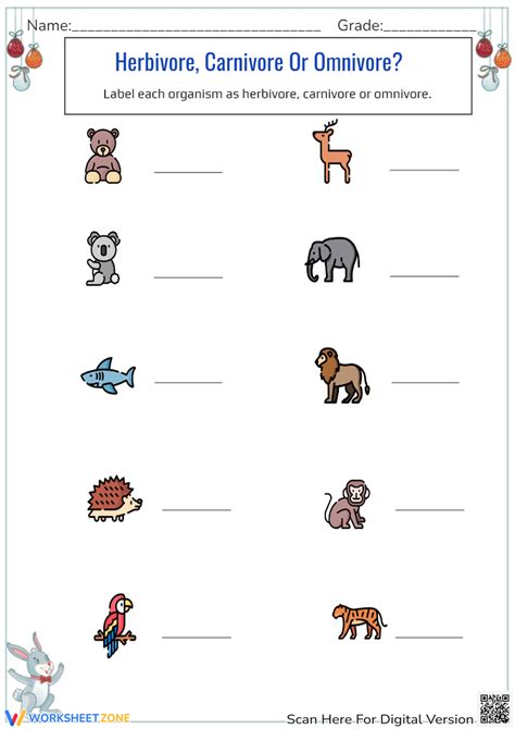 Herbivore Carnivore Or Omnivore Worksheet