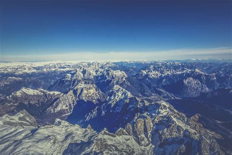 Aerial View Cold Landscape Mountain Peak Mountain Range Mountains