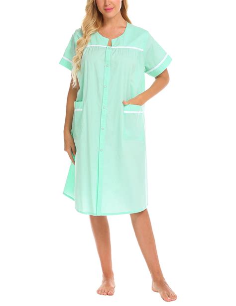 Ekouaer Womens Cotton Nightgown Short Sleeve Sleepwear Casual Lounger House Dress Sapphirexl