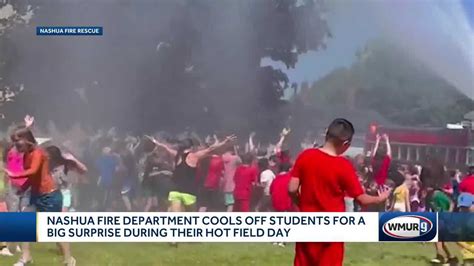 Nashua Fire Department Cools Off Students With Fire Engine At Field Day