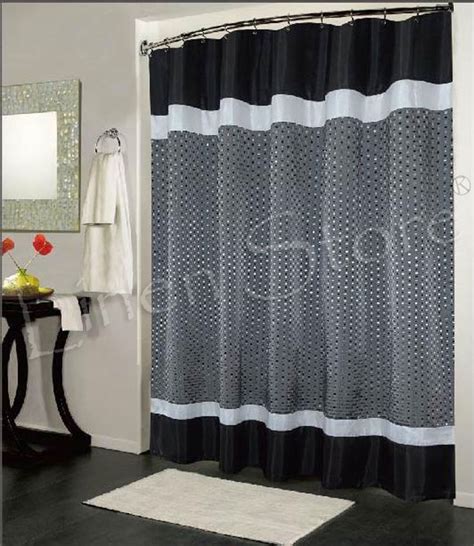 Trafalgar Fabric Shower Curtain Jacquard Taffeta Material Black Grey