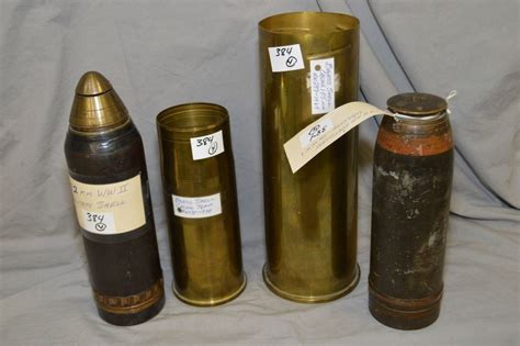 Lot Of Four Items Brass Shell Casing 105 Mm Rw 297 1969 85 Mm