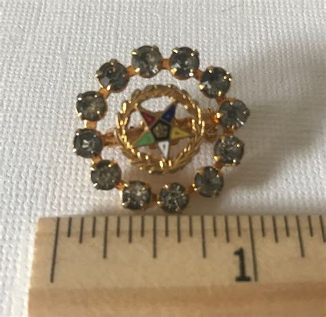 Vintage Order Of The Eastern Star Pin Rhinestone Oes Brooch Etsy