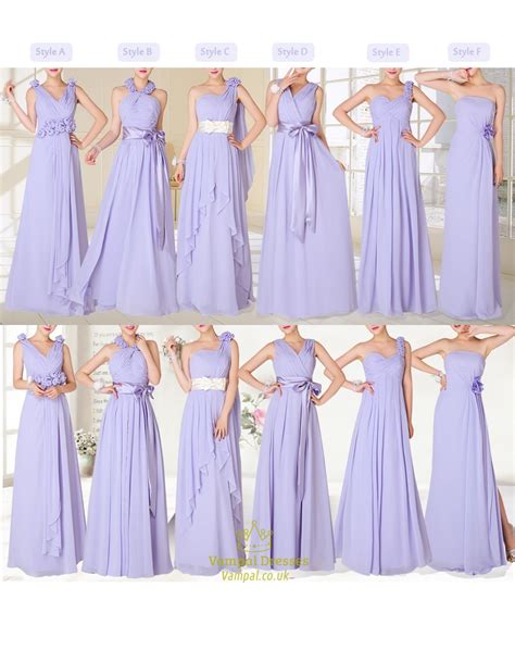 Lilac Bridesmaid Dresses Chiffon One Shoulder With Sleeves