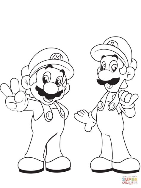 Push pack to pdf button and download pdf coloring book for free. Luigi with Mario coloring page | Free Printable Coloring Pages