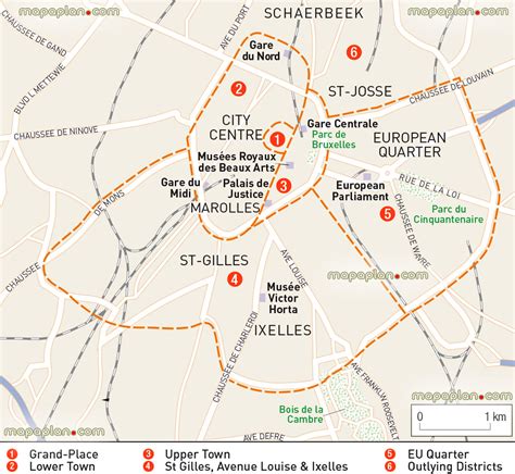Brussels Top Tourist Attractions Map Brussels Central District