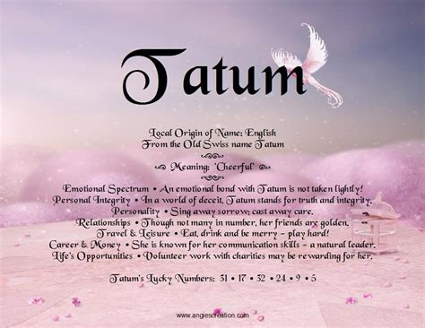 Tatum Angies Creation Tatum Names With Meaning Meant To Be