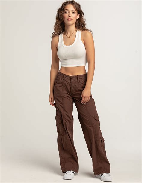 Bdg Urban Outfitters Y2k Womens Low Rise Poplin Cargo Pants Chocolate Tillys