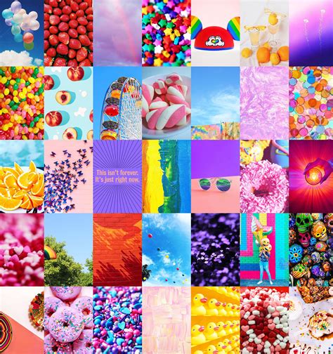 Pcs Rainbow Aesthetic Digital Wall Collage Kit DIGITAL Etsy