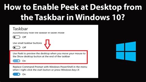 How To Enable Peek At Desktop From The Taskbar In Windows 10 Youtube