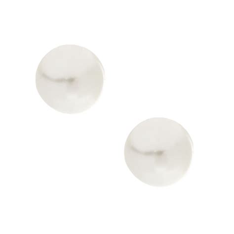 8mm Glass Pearl Stud Earrings Claires