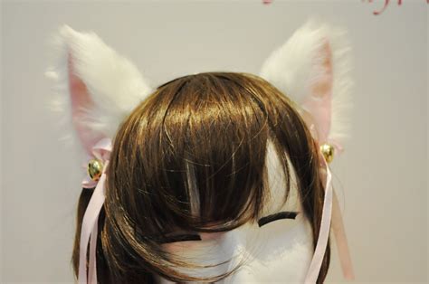 White Cat Ears Movable Ears Headband W Ribbon N Bell By Kittyspace