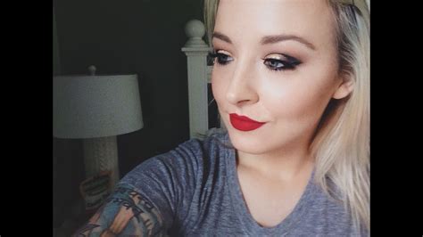 Black And Gold Smokey Eye With A Red Lip Youtube