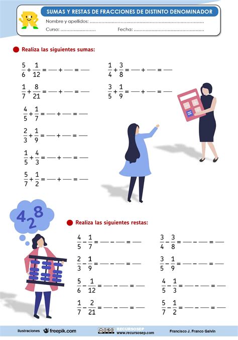 Ficha De Suma Y Resta De Fracciones Para Tercero De Primaria Reverasite