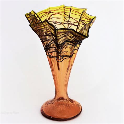 Antiques Atlas Kralik Glass Fan Shaped Art Vase C1910