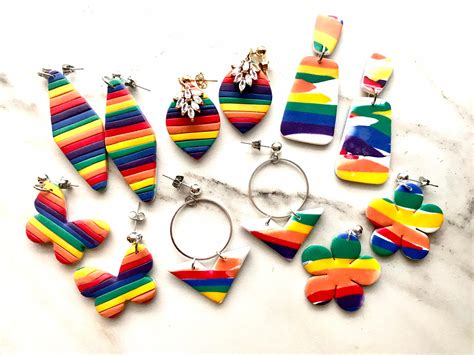 gay pride polymer clay earrings handmade clay earrings etsy