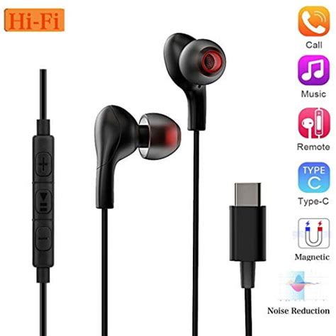 Usb Type C Earphones Wired In Ear Extra Bass Noise Cancelling