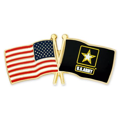 Usa And United States Army Crossed Friendship Flag Enamel Lapel Pin