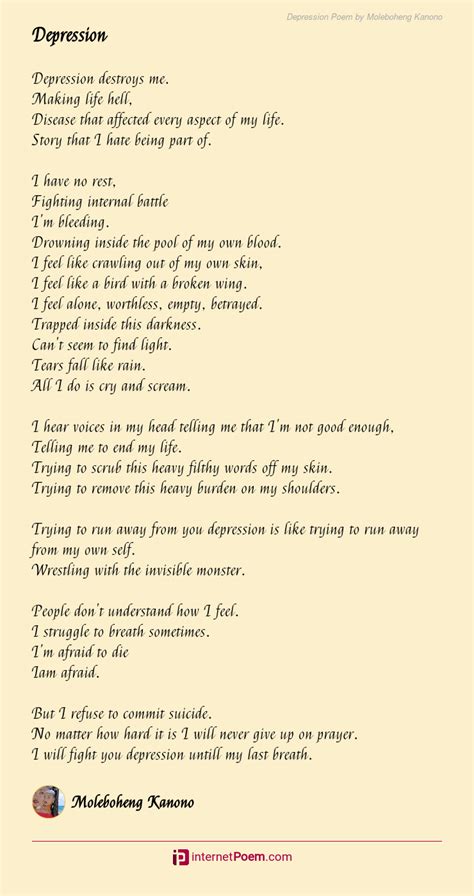 Depression Poem By Moleboheng Kanono
