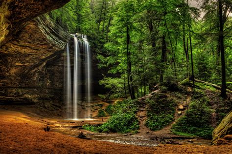 Usa Waterfalls Crag Ash Cave Ohio Hocking Hills State Park Nature Wallpapers HD