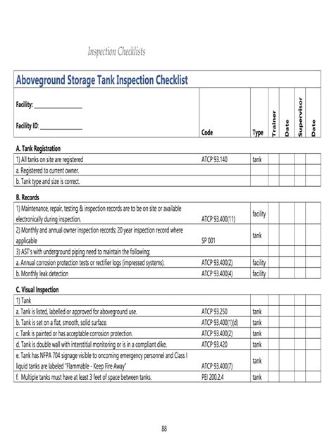 Storage Tank Inspection Checklist Fill And Sign Printable Template