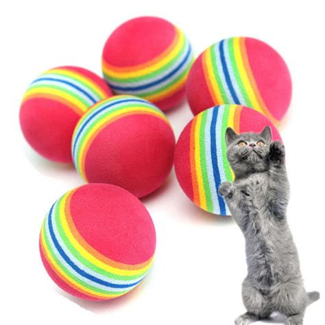 6pcslot Small Coloured Pet Cat Kitten Soft Foam Rainbow Play Balls