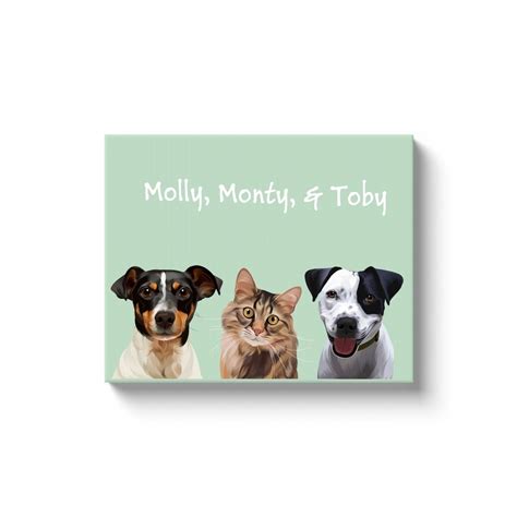 Classic Personalised Three Pet Canvas Fable And Fang