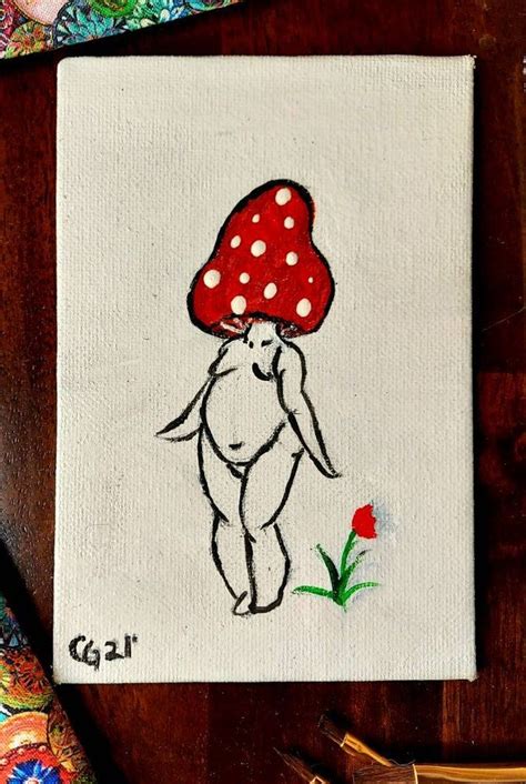 Original Mushroom Art Mushroom Painting Acrylic Painting Etsy Small