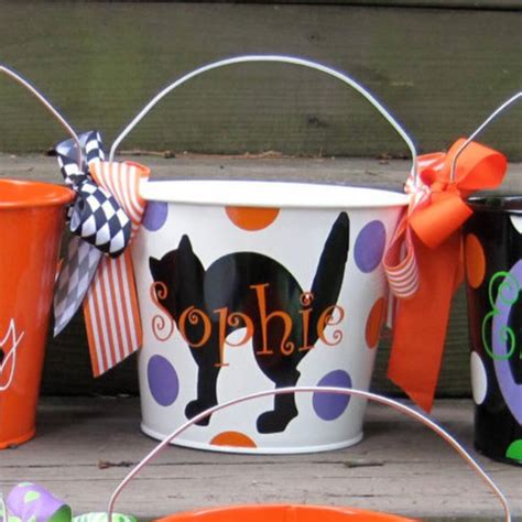 Personalized White 5qt Halloween Trick Or Treat Bucket With Etsy