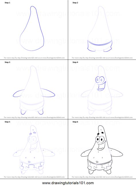 How To Draw Patrick Star From Spongebob Squarepants Printable Step By Step Drawing Sheet
