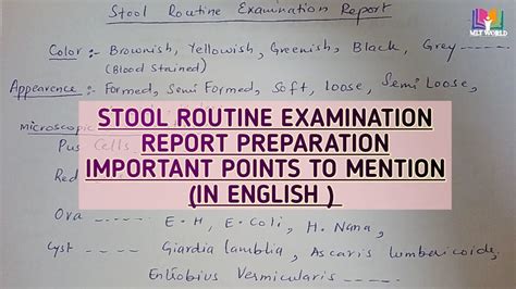 Stool Routine Examinationhow To Make Stool Reportimportant Points To