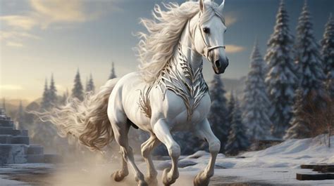Premium Ai Image White Horse Unicorn