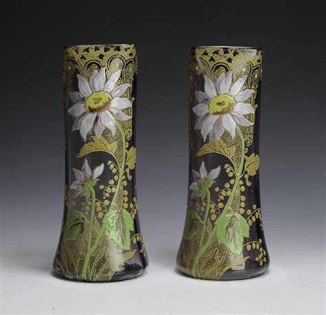 Pair Of Moser Vases Moser Vases And Vessels Enamel Flower Art Deco Design Decorative Objects