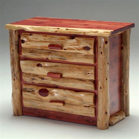 Red cedar logs have a beautiful light tone on the outside and striking bright red cedar coloring on the. Rustic Three Drawer Red Cedar Log Chest of Drawers | Cedar ...