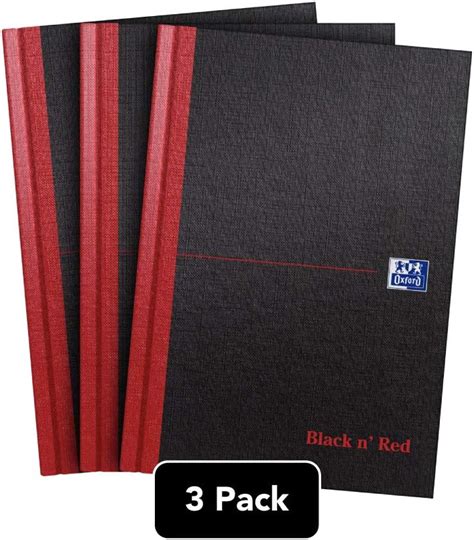 Oxford Black N Red A5 Notebook Hardcover Casebound Lined Pack Of 3