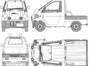 Daihatsu Hijet Combi Дайхацу чертежи габариты рисунки автомобиля