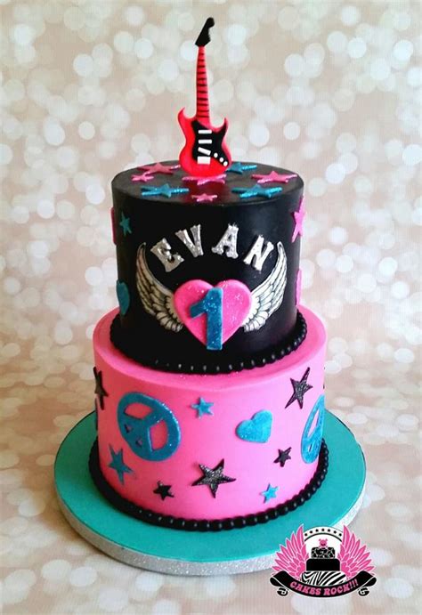 First Birthday Rock Star Decorated Cake By Cakes Cakesdecor