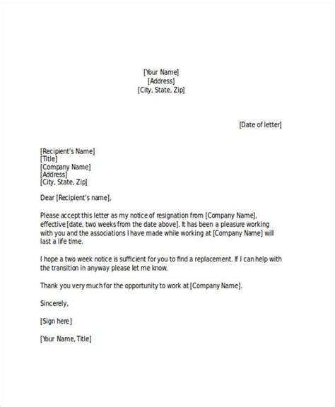 weeks notice letter examples samples  google docs