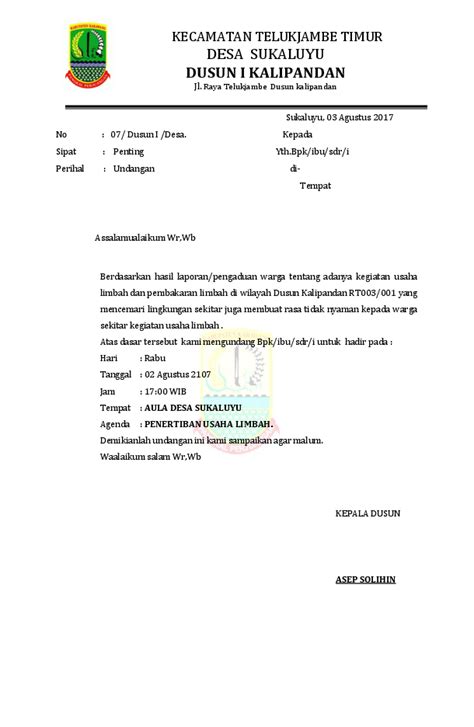 Memiliki kepala surat atau kop surat di awal surat. Contoh Surat Undangan Untuk Kepala Desa - Berbagi Contoh Surat