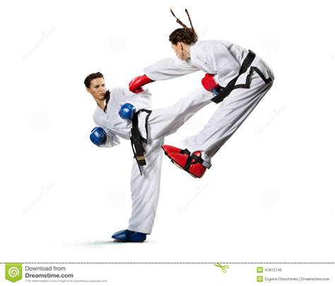 Karate Woman In Action Isolated In White Stock Photo Image 41812746