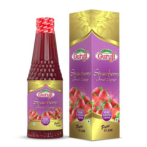 Jai Guruji Strawberry Fruit Syrup Sharbat Instant Refreshing Drink For