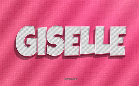 Giselle Pink Lines Background With Names Giselle Name Female Names