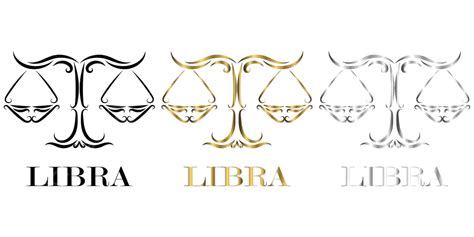 Libra Zodiac Scales Blackgoldsilver Logo Element Compare Fantasy Vector